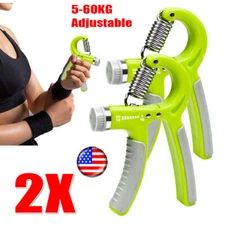 2pc Hand Grip Strengthener Strength Gripper Finger Exerciser Power Trainer Green