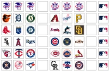 54 MLB Team Stickers - Matte or Glossy Options - 0.75" Square - Free Shipping