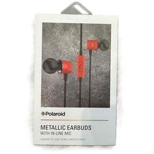 New Polaroid Metallic Dynamic Audio Comfort Fit Earbuds With Mic Red