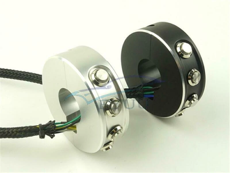 Interruptor de botón de control de manillar multifunción de aluminio CNC negro de 7/8" para motocicleta Foto 2 de 4