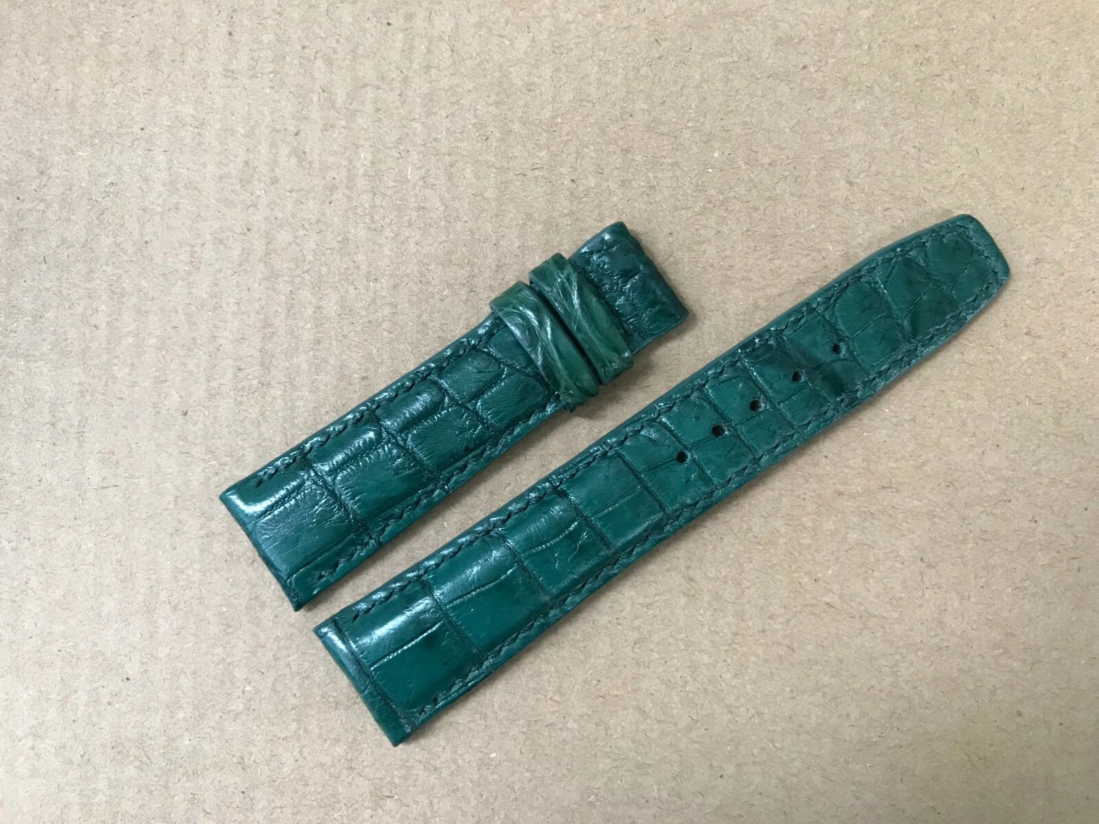 21mm/18mm Green Alligator Crocodile Embossed Leather Watch Strap Band