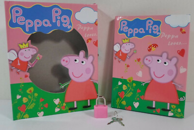 PEPPA PIG 6'' HARD COVER PINK NOTEBOOK IN CASE w/ LOCKET
