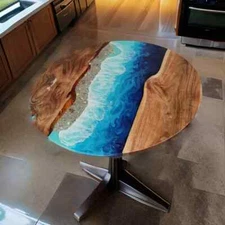 Elegant Epoxy Resin Table - Handcrafted Modern Furniture Unique Live Edge Design