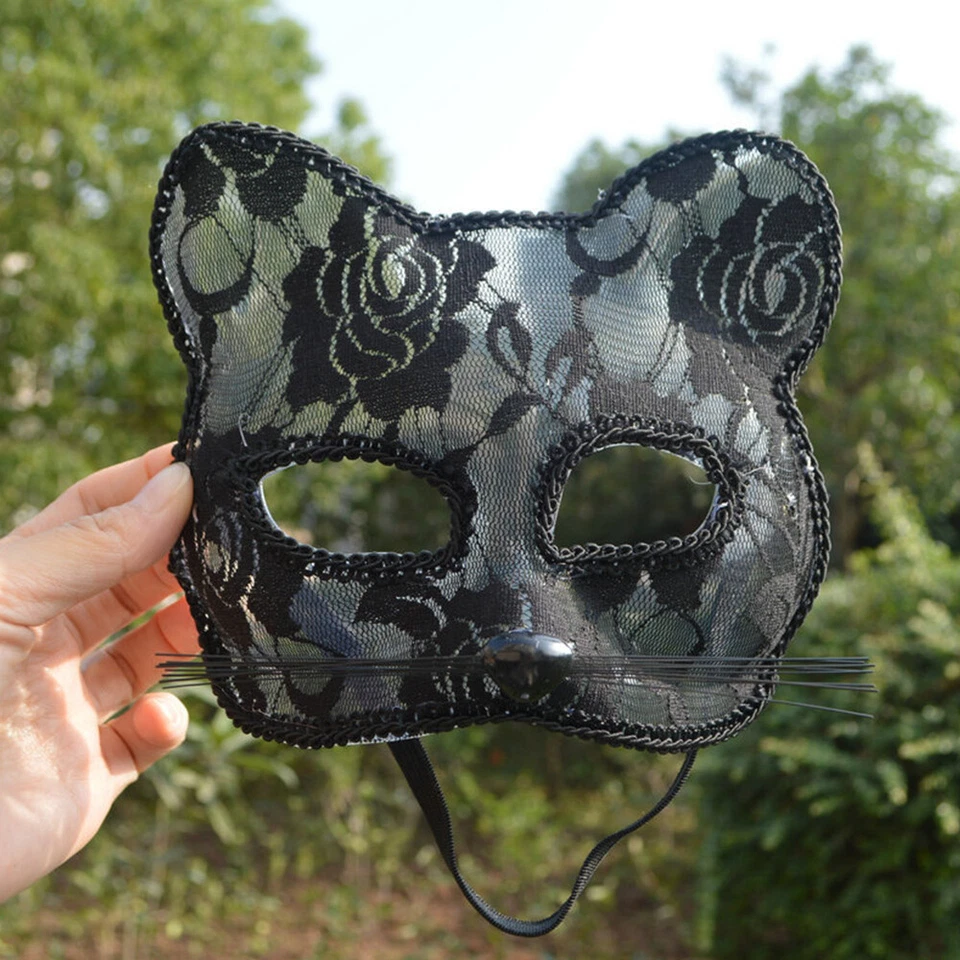 Women Erotic Lace Cat Mask Half Face Cover Cosplay Mask Sexy Fancy Dress Gifts - Image 3 of 4