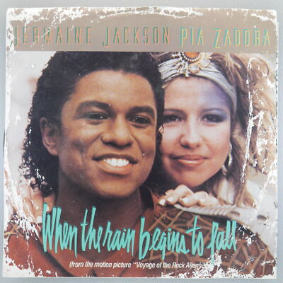 JERMAINE JACKSON / PIA ZADORA When The Rain Begins To Fall CURB MCA-52521 NM 45