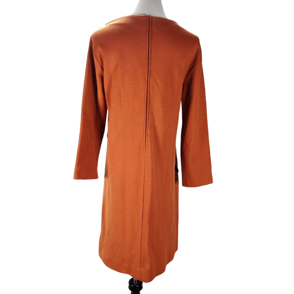 Vestido GoGo Vintage Años 60 Talla L Naranja Mondrian Cambio Mezcla de Lana Tejido Usable Arte Foto 4 de 4