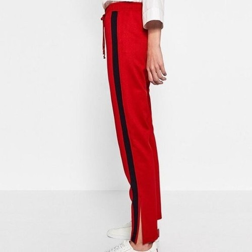 ZARA Women's Y2K Style Split Hem Joggers Track Pants Red/Black Size L | eBay