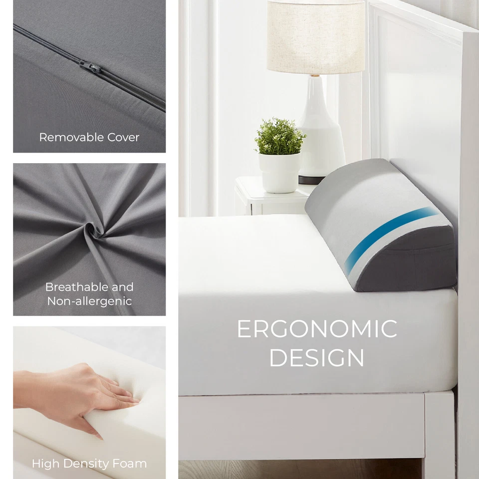 Almohada de cuña para cama para cabecero con funda extraíble, bolsillos - almohada de relleno de huecos Foto 4 de 4