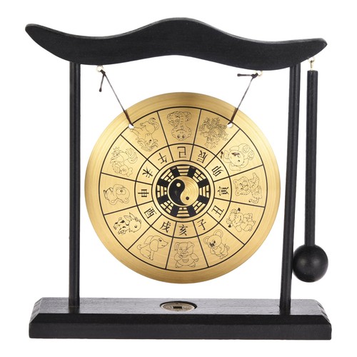 Jaqperd Mini Desktop Gong - Feng Shui Schlaginstrument Mit Sechs-Zeichen-Mantra Für Meditation