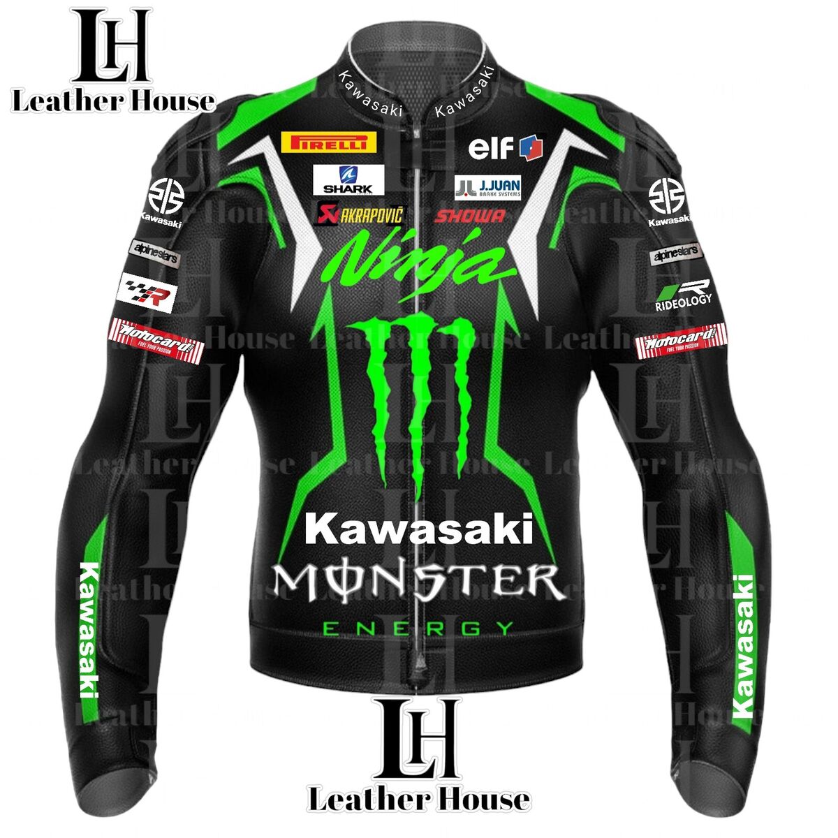 New Mens Kawasaki Leather Jacket Kawasaki Racing Jacket New Mens Kawasaki Leather Jacket Kawasaki Racing Jacket