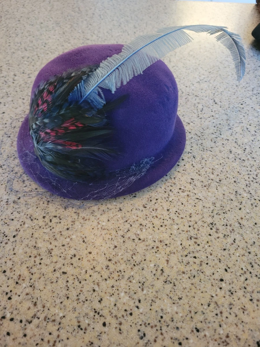 VTG Feather Cap Round Roaring 20s Ladies Hat Fragile purple black pink Guinea Feather Original Vintage Hats Women main image 4