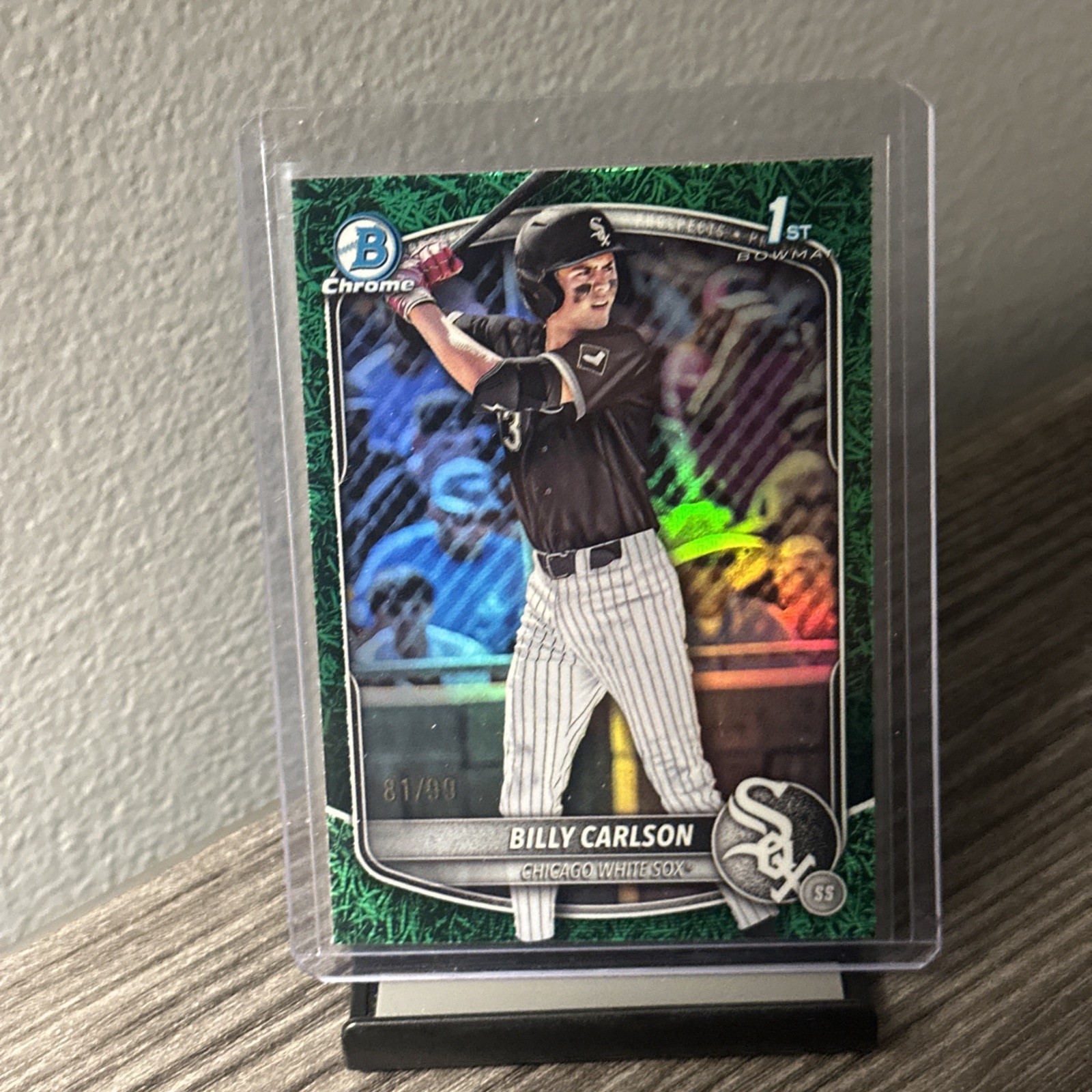 BILLY CARLSON 2025 BOWMAN CHROME DRAFT 1ST GREEN GRASS WHITE SOX /99 Q4354
