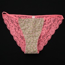 1 NEW Victoria's Secret VTG PINK Low Rise Lace String Bikini Panty MEDIUM
