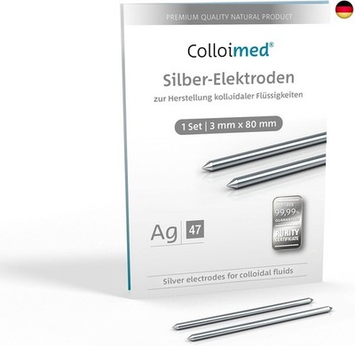 Colloimed Silber-Elektroden 1 Paar 3mm x 80mm für Medionic Ionic-Pulser (Silber 