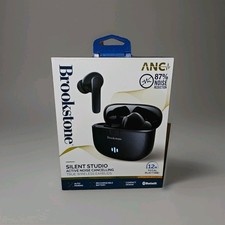 Brookstone Active Noise Cancelling Wireless Earbuds Black New In Box
