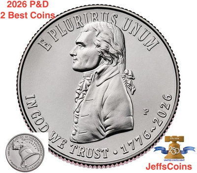 #ad 2026 P D Jefferson Declaration of Independence Quarter PD BU SemiQ Best $4.87