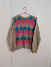Vintage 1980s-1990s Womens Hand Knit Colorful...