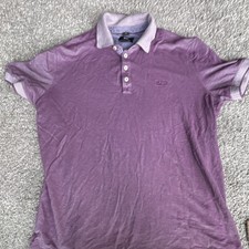 BOSS Hugo Boss Men's L Polo Purple Solid Short Sleeve Collared Logo Button