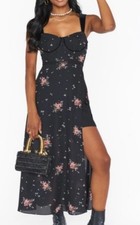 Women's Show Me Your Mumu Floral Bustier Midi Dress Black Red XS