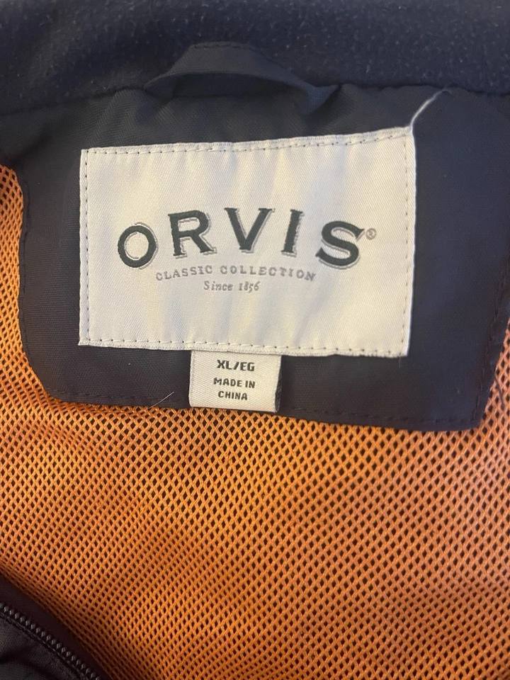 Nueva chaqueta con capucha impermeable Orvis Wahoo para hombre con capucha guardable XL azul marino Foto 4 de 4