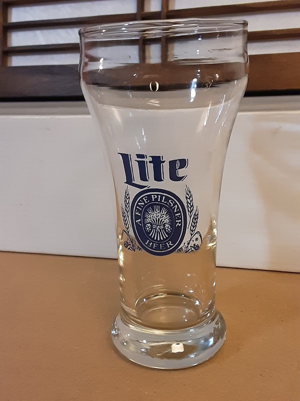 Mint 1970's Lite Beer Fine Pilsner Logo 6" Tall Glass Miller Original Milwaukee 