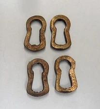 4 Brass Push In Keyhole Cover Insert Escutcheons Key Hole NOS