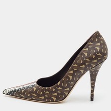 Burberry Size 39.5 Multicolor TB Monogram Coated Canvas Pumps