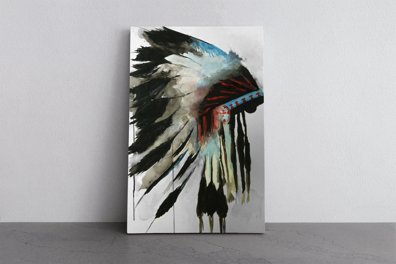 Feathered Hat Canvas Native Chief Tribal Style Print Wall Art
Opens in a new window or tab