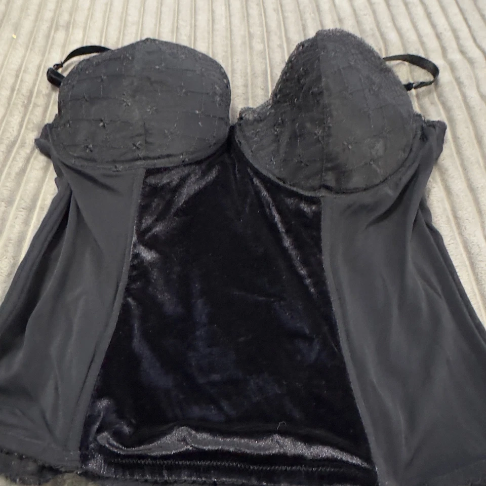 Inteligente y Sexy Corsé Bustier Mujer 42D Negro Transparente Nylon Lencería Deshuesado Acolchado Foto 3 de 4