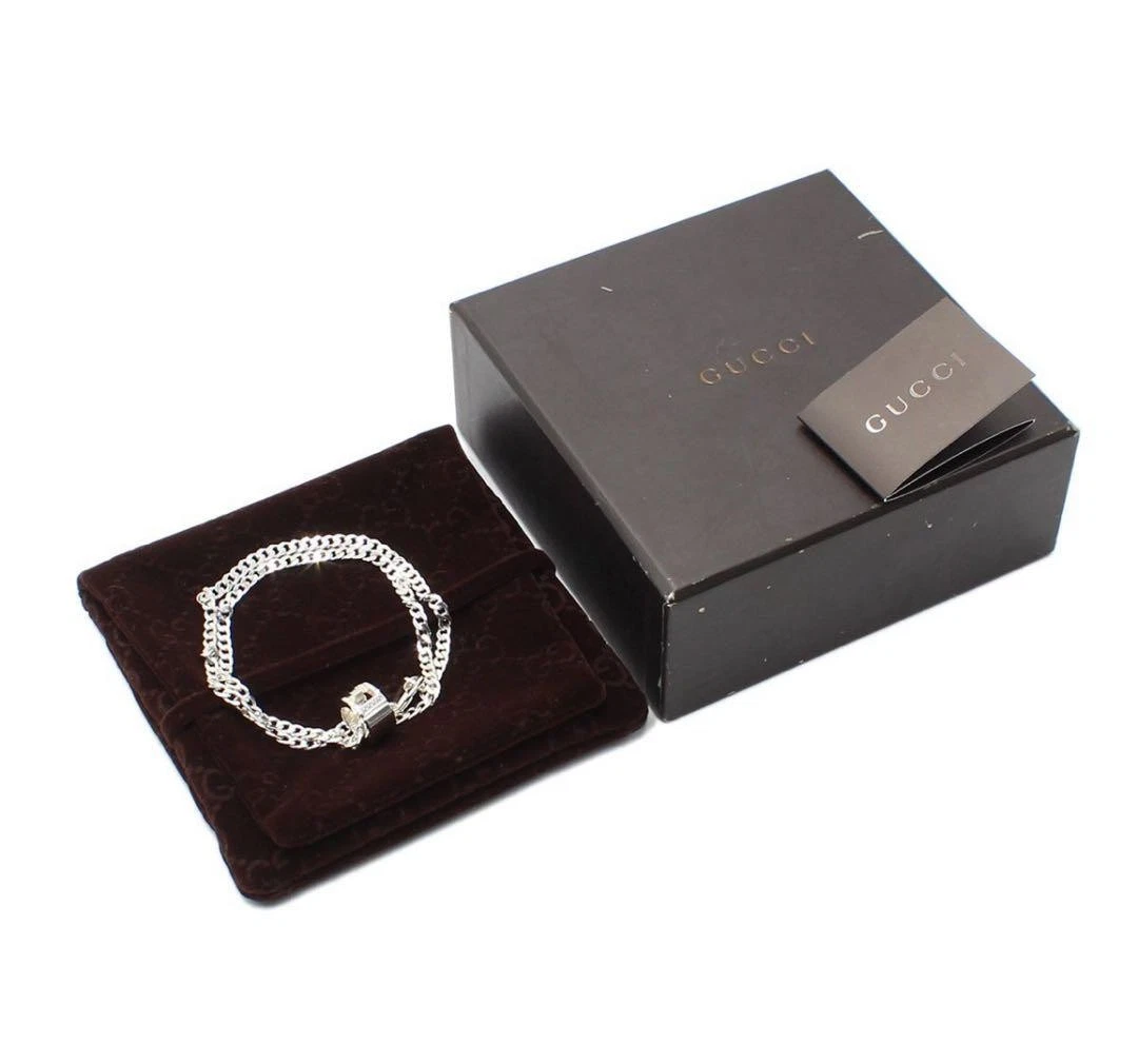 GUCCI Collane e Ciondoli SV925 Ritaglio G Ring Catena Argento Donna con Scatola Portaoggetti