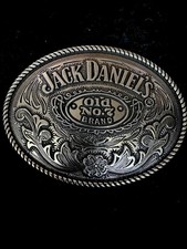 NEW VTG 2005 JACK DANIELS OLD NO.7 BRAND WHISKEY WESTERN BELT BUCKLE SILVER TONE
