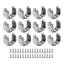 12Pcs Stainless Steel Closet Rod Brackets 1 Inch Dia U-Shaped Silver