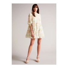NWT Ted Baker Bellona Floral Tiered Trapeze Mini Dress US Size 4