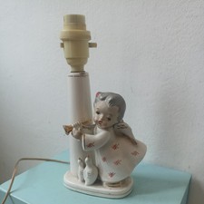 Vintage white ceramic putti cherub lamp, ceramic angel lamp