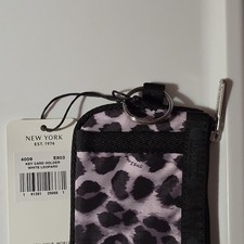 LeSportsac Leopard Key Card Holder White Black Nylon 4009 E803 Women