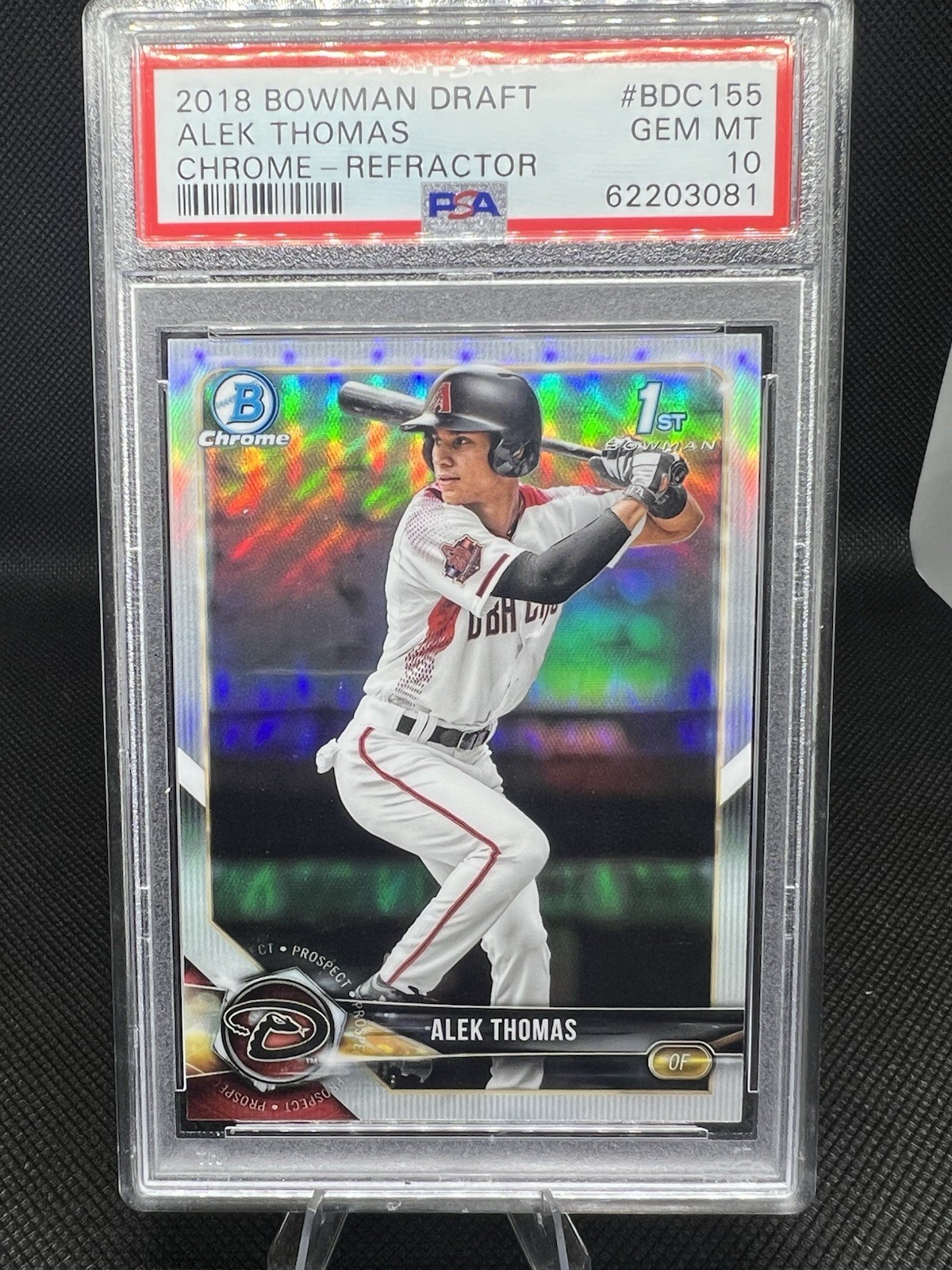 2018 Bowman Draft Chrome Alek Thomas PROSPECT RC #BDC155, REFRACTOR, PSA 10