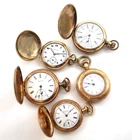 Antique Waltham & Swiss 0S-6S & 36mm Gold Filled Pocket Watches Lot of 5 PW-127