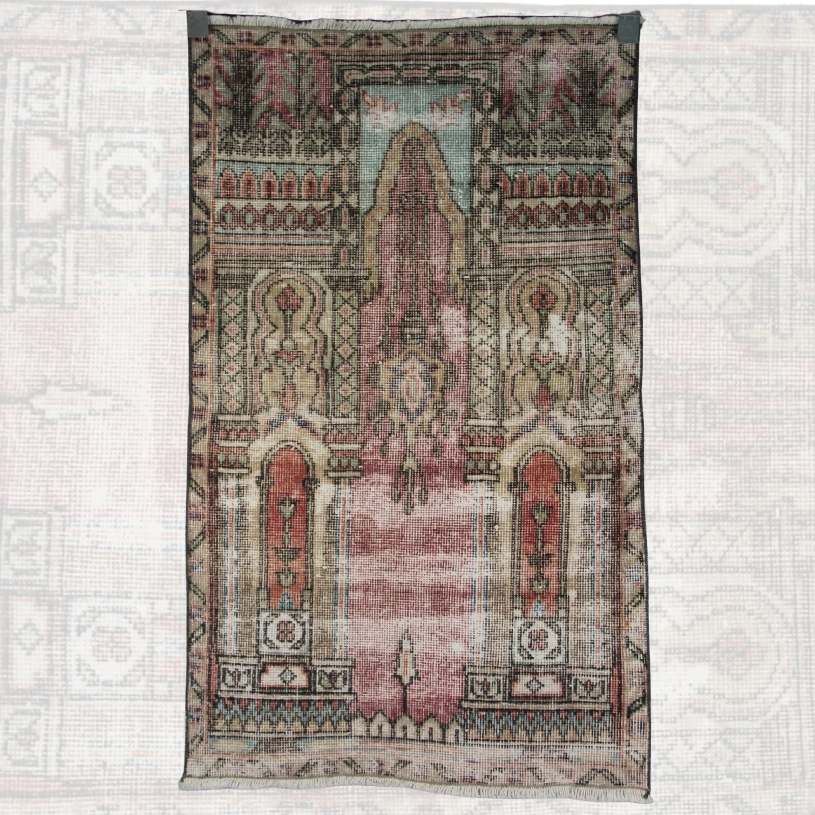 Vintage Handmade Rustic Rug - 2x4 ft | Old Wool Oushak Carpet for Entryway