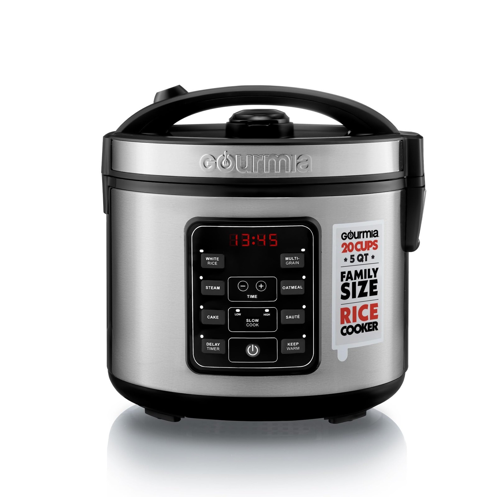 Gourmia Rice Cooker &ndash; 5 Qt Capacity, 20 Cup Cooked, 5 Quar