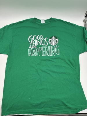 #ad Starbucks Good Things Are Happening Employee T Shirt 2XL Green Earth Day Coffee $10.38
