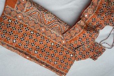 Rust orange pure modal silk handblock print ajrakh handwork saree