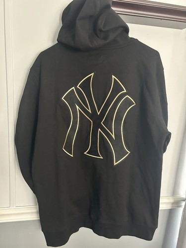 NY Yankees Men’s Hoodie Heavyweight. NWT. Large Blk Embroidered Gold Logos - Picture 7 of 10