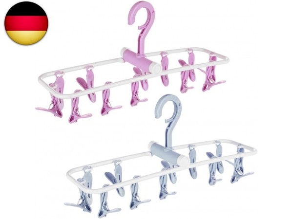 WäSchestäNder Mit 12 Clips, 2 StüCk Faltbarer Camping KleiderbüGel Sockenhalter-image