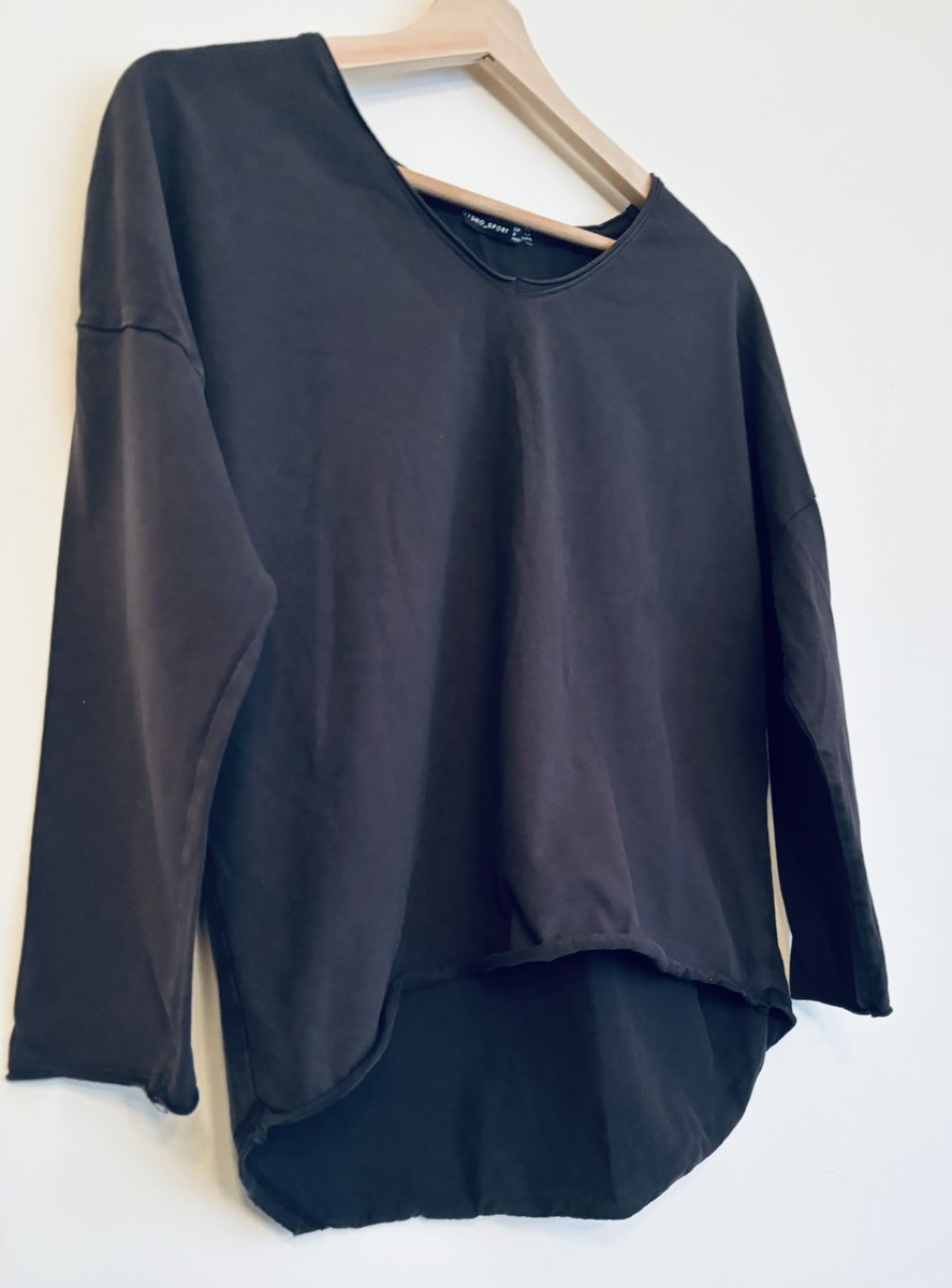 Womens Oysho Sport Top Grey Long Sleeve Shirt Activewear 100% Cotton Size Small