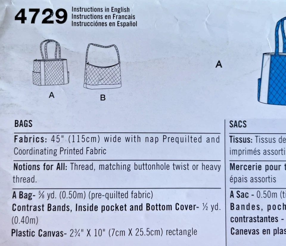 Sewing Pattern #4729 Bag Design Two Styles One Size Factory Fold - Image 4 of 4