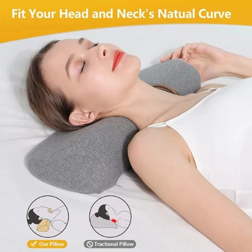 Almohada cervical ortopédica de espuma viscoelástica soporte para cuello almohada de contorno para dormir lateral Foto 2 de 4