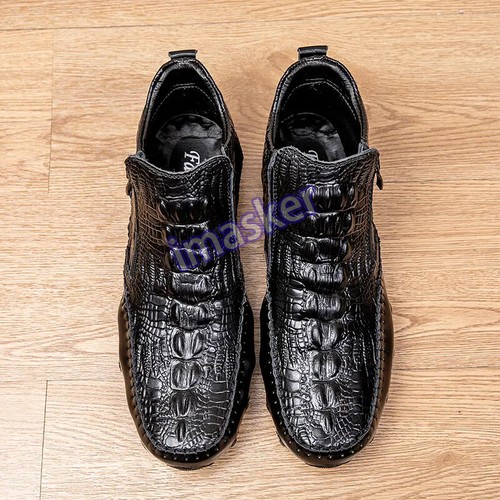 Men's Pattern Ankle Boots High Top Shoes Flat Moccasins - Picture 8 of 17