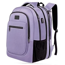  Travel Backpack for Women, Expandable Laptop Backpack with 15.6 inch Purple