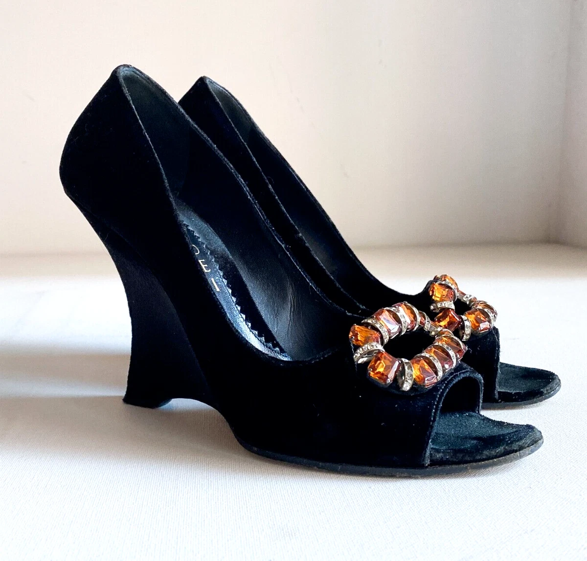 Casadei logo-print wedge sandals - Black