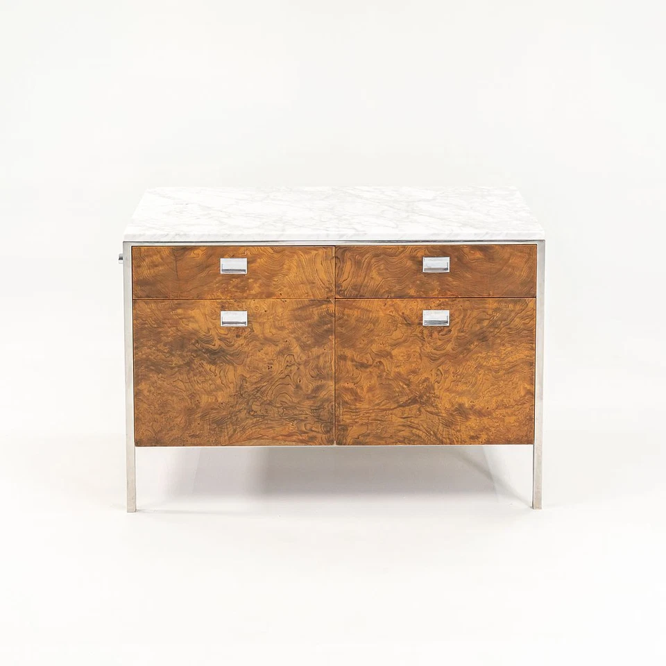 Gordon Bunshaft 1965 para Chase Manhattan Bank Olive Ash Burl y Marble Credenza Foto 2 de 4